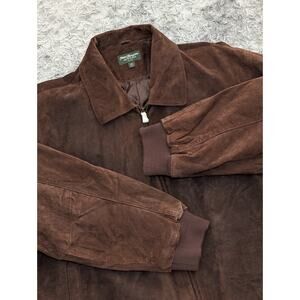 Norm Thompson Mens Brown Suede Leather Insulated Bomber Jacket Size XXL
